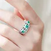 Cluster Rings Thin Wide Hollowed Out Stacking For Women Elegant Emerald Zircon Tiny Eternity 925 Sterling Silver Ring Fashion Jewelry