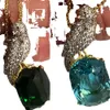 Designer halsband smycken fågelformad blå grön med diamanter juveler designer för kvinnor