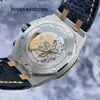 Relógio de pulso elegante minimalista AP Relógio de pulso Royal Oak Offshore Série 26471SR Edição limitada Placa azul Relógio mecânico automático masculino 42 mm