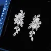 Headpieces Elegant Bridal Wedding Earrings For Bridesmaids Cubic Zirconia Pendant Women's Formal Jewelry