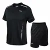 Schnell trocknende Sportanzüge Kostüme Herren Laufset Fitnessstudio Fitnesskleidung Sommer Herren Fußballset Uniformen Sportbekleidung 240307