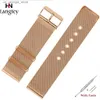 Bracelets de montre Bracelets pour hommes femmes bande en acier inoxydable maille bande boucle 12mm-24mm or rose bandes d'argent pour poignet en gros Y240324