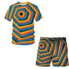 Tute da uomo T-shirt e pantaloncini stampati in 3D Modello Vortex Tuta sportiva casual estiva Tuta da uomo Taglie forti S-7XLVestiti da tuta