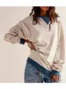 Kvinnors T -skjortor Kvinnors kontrast Färg Pullover Sweatshirt Runda hals Batwing ärmar Överdimensionerade tröjor Fall Lounge Crop Tops