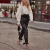 Pantaloni da donna Leggings con paillettes impiombati a vita alta in pizzo Fashioncasual