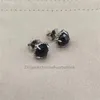 Vintage 925 Designer-Ohrstecker für Damen und Mädchen, kreativ, gedreht, schwarz, geometrisch, rund, klarer Stein, handgefertigt, Party, silberfarbener Schmuck, Luxus-Ohrring