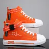 Skor het försäljning orange canvas skor män hjärtformad designer hög topp sneakers kvinnor lägenheter espadrilles par avslappnade vulkaniserade skor