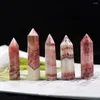 Dekorative Figuren, 1 Stück, natürliche Kristalle, Rhodochrosit-Quarz, Punkt-Heilsteine, sechseckige Säule, Kristall-Obelisk-Zauberstab