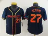 2022 City Baseball Jerseys Jose Altuve 27 Jersey Blank No Nazwa granatowy pomarańczowy szary guziki dzieci dzieci rozmiar s-xxl zszyty