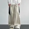 Pantaloni da uomo Pantaloni da uomo a gamba dritta a vita regolabile Pantaloni sportivi con coulisse a gamba larga con elastico in colore a contrasto sul cavallo