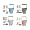 Sand Play Water Fun 6 Pieces Children Sand Buckets and Shovels Set Silicone Sandbox Toys 240321