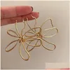 Gestüt Ohrringe Fashion Holof -Out Blume für Frauen minimalistische Metalllinien Hoop weibliche Mädchen täglich Schmuckzubehör Geschenk Drop Lieferung OTI3Q