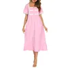 Damen-Nachtwäsche Winkinlin Damen-Freizeitkleid, kurzärmelig, Nacht-Nachthemd mit Rüschensaum und Spitzenbesatz