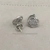 Vintage 925 Designer Stud Earrings for Women Girl Creative Square Diamond Twist Winding Geometric Round Clear Stone Handmade Party Silver Color Jewelry Earring