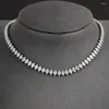 Chains 2024 Luxury Marquise Zircon 925 Silver Color On The Neck Necklace For Women Items With