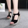 Sandales 2023 Femmes Sandales Tendage Plateforme de sandales Zip Summer Summer Chaussures Black Peep Toe Ladies Sandals 2018 Chaussures Big Taille 43