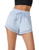 LL Yoga Shorts Womens Sports Cross Lu midjebyxor med fickor som kör fitness Stretchy Gym Underwear Workout Kort leggings YK192A