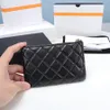 10a de alta qualidade de couro genuíno caviar cavaleiro feminino zero carteira wallet wallet titulares de cartões femininos designer push wallet woman 007