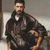 Men's Jackets American Classic Vintage Soft Leather Jacket Men Loose Motorcycle Spring And Autumn