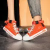 Chaussures Vente chaude Orange Canvas Chaussures Men de concepteur en forme de cœur Sneakers hauts Haut Femmes Flats Espadrilles Couple de chaussures vulcanisées décontractées