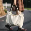 Torby wieczorowe moda duża pojemność torebki płótno kobiety Tote Khaki/czarny/biały/niebieski stały kolor na ramię