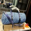 Kadın Tasarımcı Old Flower Sport Seyahat Duffel Denim Mavi Çantalar Naylon Ayarlanabilir Kayış Crossbody Omuz Çantaları Büyük Kapasiteli Açık Mekan Sak