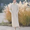 Sıradan Elbiseler Kadınlar Sonbahar/Kış Örme Elbise Kore Versiyon Moda Yüksek Yakalı Çok Yolcu Tarz İnce Düz Renk Alt Uzun Etek