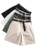 Shorts pour femmes Mode d'été A-ligne taille haute mince avec des ceintures de couleur tout-match décontracté Chic Femme Chicly bas en tailles S-XXL