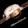 Historiques Triple Calendrier 3100V A4400 Automatisk herr Titta på TWF 40mm Moonphase Rose Gold Beige Dial Brown Leather Super Edition Puretime Reloj Hombre PTVC