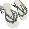 Slippers 2024 Sale Women's Flip Flops Fashionable Crystal Casual Ladies High Quality Chain Flat