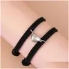 Charme Pulseiras 2 Pcs Magnético Aço Inoxidável Dinossauro Pingente Coração Casal Amante Amigo Homens Mulheres Trança Corda Bangle Drop Delivery Judeu OTGFV