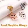 Towel Rings Rose Gold Napkin Rings Wedding Party Supplies Leaf-Shaped Napkin Buckles Hotel Table Decoration Accessories Towels Round Holder 240321