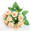 Fleurs décoratives bricolage fleur artificielle soie Rose fausses feuilles Bouquet Table de mariage fête Vase décor à la maison