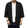 Men's Jackets Men Spring Shirt Lace Up Open Stitch Sun Protection Solid Color Long Sleeves Match Pants Casual Retro Japanese Style Clothes