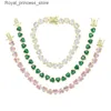 Braccialetti con ciondoli Bordo a forma di cuore CZ catena da tennis oro bianco rosa verde zirconi cubici Gioielli Fashoin Q240321