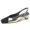 Baotou sandaletleri satmak Flip flopları Kadınlar için Yaz Sandal Sınırlı Stil Kalın Topuk Arka Boş Ayakkabılar Sandles Heels 240228