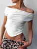 Women's T Shirts Women T-shirt Elegant Off-shoulder Tops Backless Solid Slim Fit Summer Clubwear