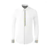 남성용 캐주얼 셔츠 가을과 겨울 자수 공식 클라우드 패턴 슬림 한 셔츠 중국 스타일 민족 의류