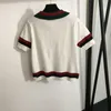24SS Women Designer Designer Designer Tops z literą haftowaną t-koszulkę dziewczęta Milan Runway Tops marka projektant Pullover Lapel Neck Polo Shirt Otwari Kreski T-shirt