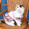 Costumi per gatti Abiti per cani scozzesi morbidi Costume per animali domestici Gonna da principessa in poliestere traspirante Abito in felpa stile preppy Estate