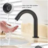 Bathroom Sink Faucets Black Sensor Faucet Matic Inflrared Hand Touch Tap Cold Mixer Deck Mounted Basin Drop Delivery Home Garden Showe Otacy