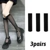 JK – chaussettes longues Lolita noires et blanches pour femmes, chaussettes d'été fines aux genoux, haute mode, Cosplay, bas transparents en Nylon Sexy