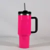 New 40oz Stainless Steel Tumbler Neon Fluorescent Lacquer Quenched Cups with Handle and Straw Stainless Steel Insulated Travel Mugs 0323