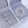 2022 Hiphop Jewelry S -kedja Moissanite Diamond Cross -halsband pläterade 14K tennishalsband