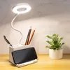 Table Lamps LED Desk Lamp Multi-Function Reading Three Color Temperature Storage Box And Mobile Phone Holder(1250 MAh)