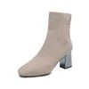 أحذية عالية الكعوب الجوارب الخريف الشتاء الموضة امتداد المرأة مثير المرأة سوداء الكاحل Sock Botas de Mujer Goth الأحذية