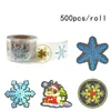 Gift Wrap 500Pcs/Roll Santa Claus Merry Christmas Stickers Colorful Self-adhesive Decor Sticker Snowflake Cartoon