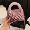 Women Designer Classic Flap Bag 2024 Spring Summer New CF Diamond Lattice Patent Leather Crossbody Bag Ladies Work Sundries Small Handbag