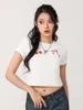 Women's T Shirts Women Crop Basic T-Shirts Summer Bow/Fruit Print Short Sleeve Tops Casual Pullovers For Streetwear Aesthetic Clothes