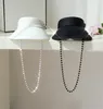 Cappellini con sfera 202405-bd Chic Drop Summer Strass Catena di perle rimovibile senza cappello parasole da donna Visiera cap